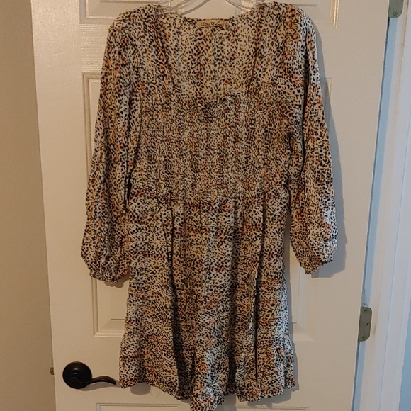 Liberty Love 1 X Speckled Print Mini Dress Long Sleeves Soft Boho-Chic - Picture 4 of 6